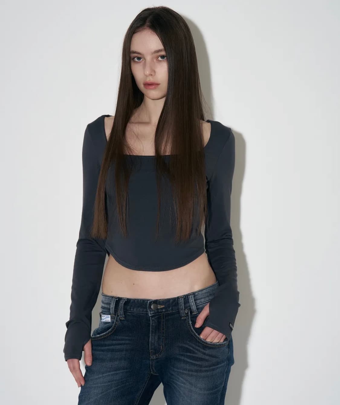 jina SquareNeck Long Sleeve Top 상품이미지1