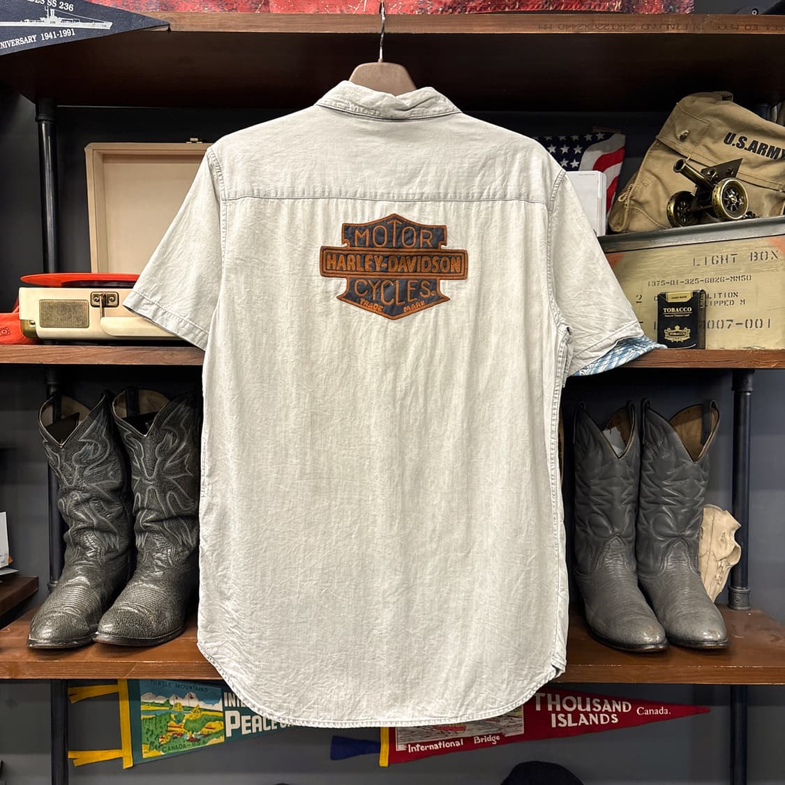 할리데이비슨 새틴스티치 바앤쉴드 워크포켓 코튼 반팔셔츠 N1253 상품이미지2