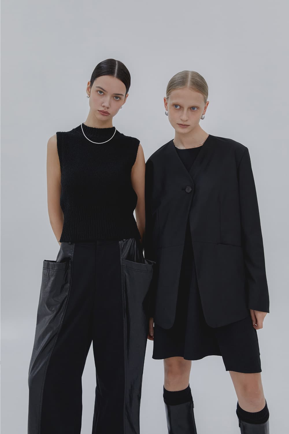 Treeming Cutting Line Faux Leather Pants 상품이미지1