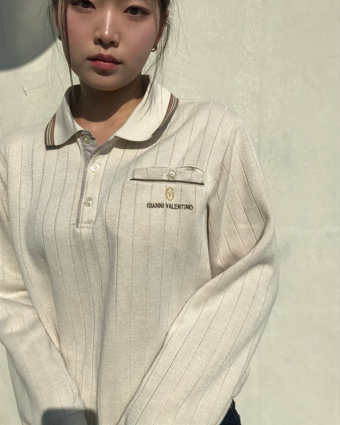 지아니 발렌티노 아이보리 카라 티 상품이미지3