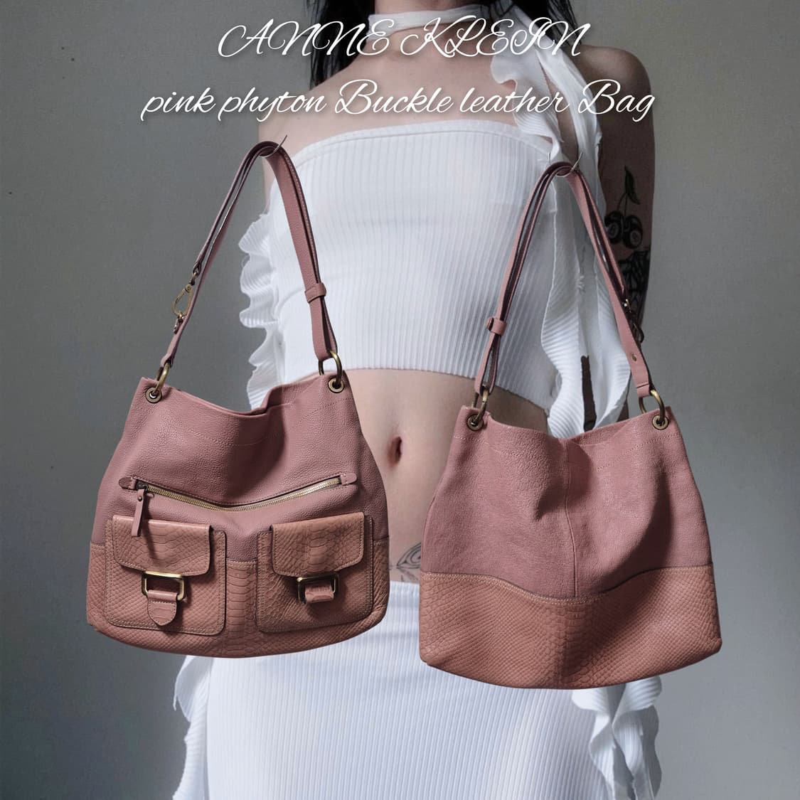ANNE KLEIN pink phyton Buckle leather 상품이미지1
