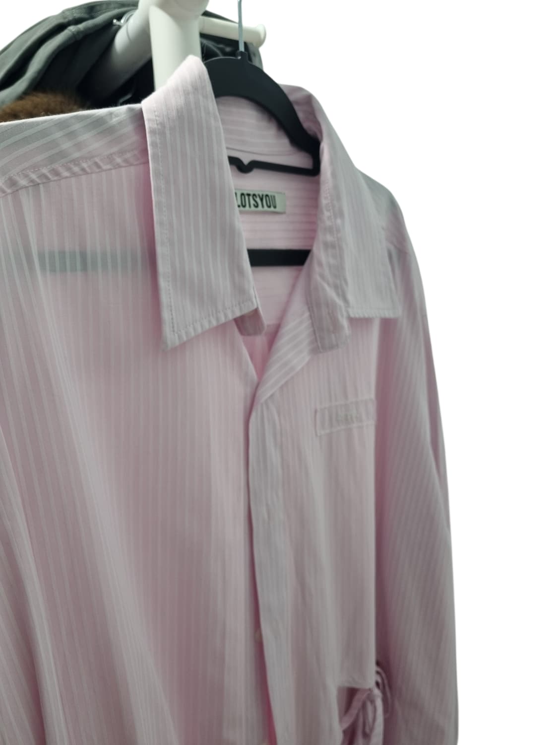 LOTSYOU 핑크 스트라이프 셔츠 레이스업 상품이미지4