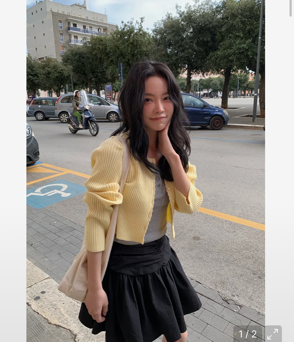 당일배송🌸) 위드아웃썸머 리브드 골지 가디건 옐로우 위아썸 상품이미지2