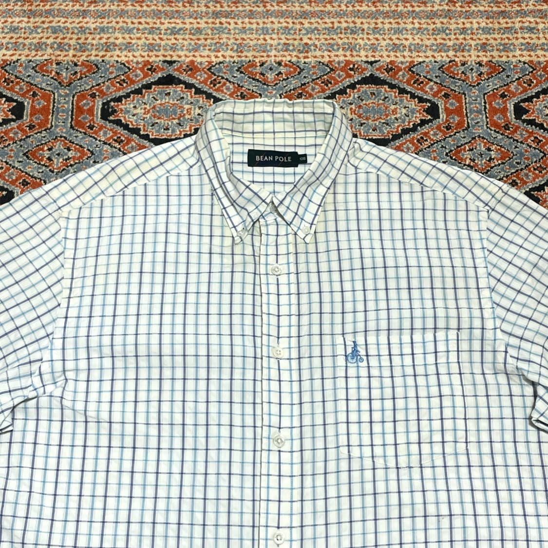 빈폴  블루 깅엄체크 반팔셔츠  남성105 상품이미지2