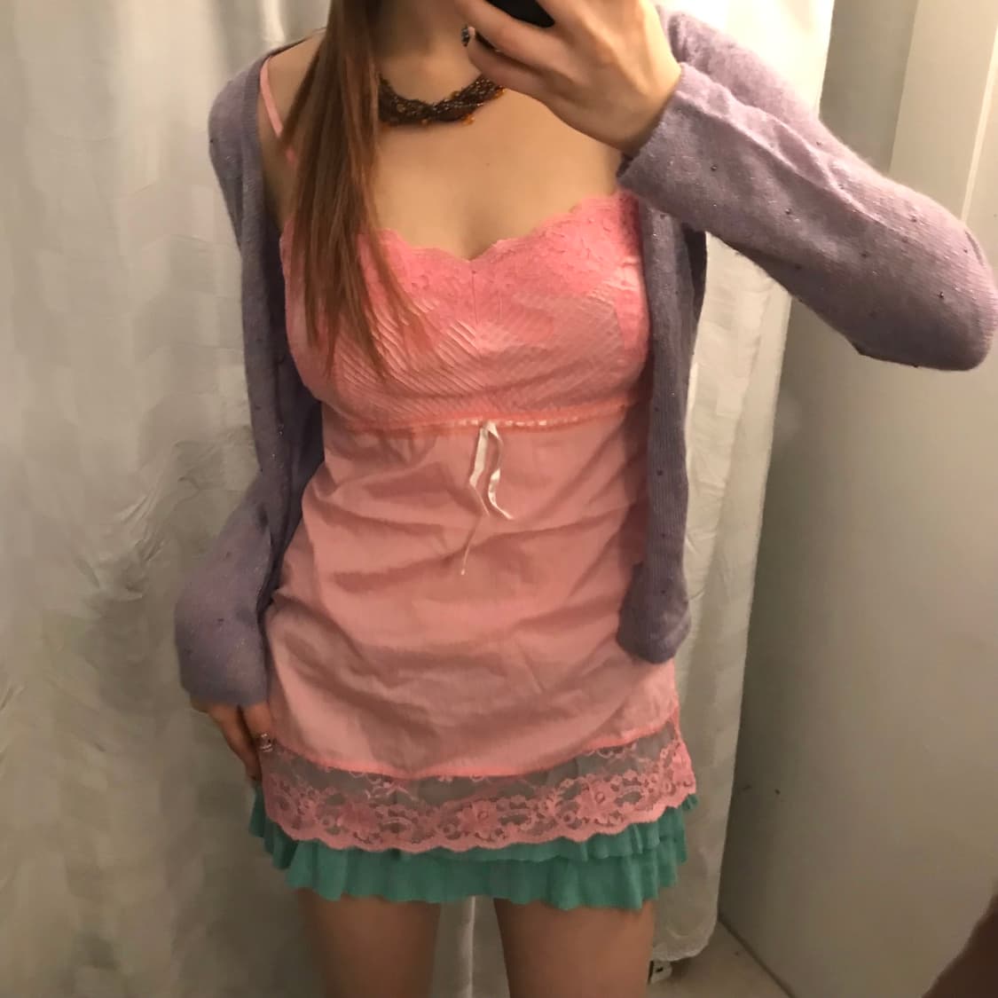 Vintage 갸루 페어리 핑크 슬리브리스 상품이미지1