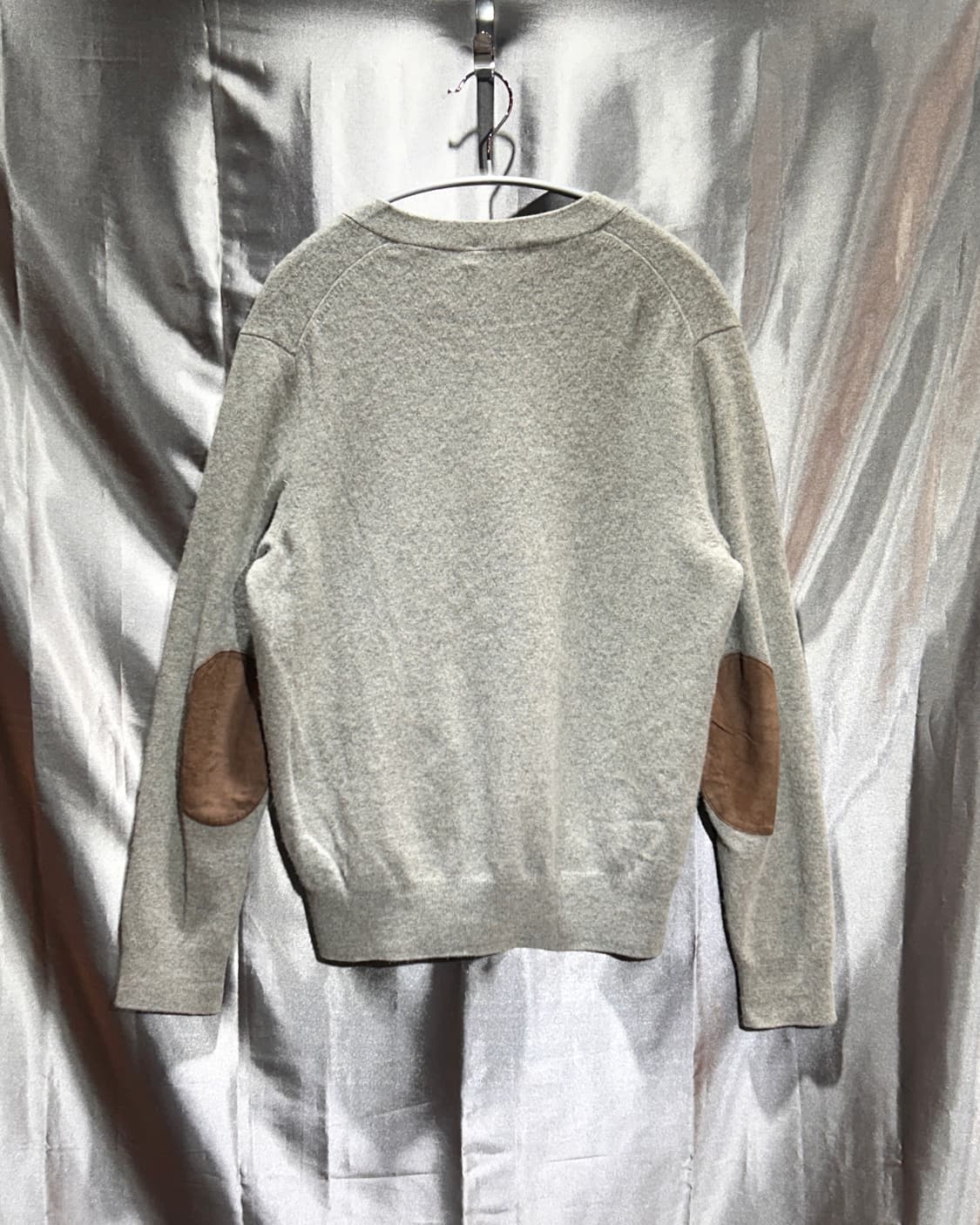 M 폴로랄프로렌 레더패치 그레이 울 가디건 상품이미지3