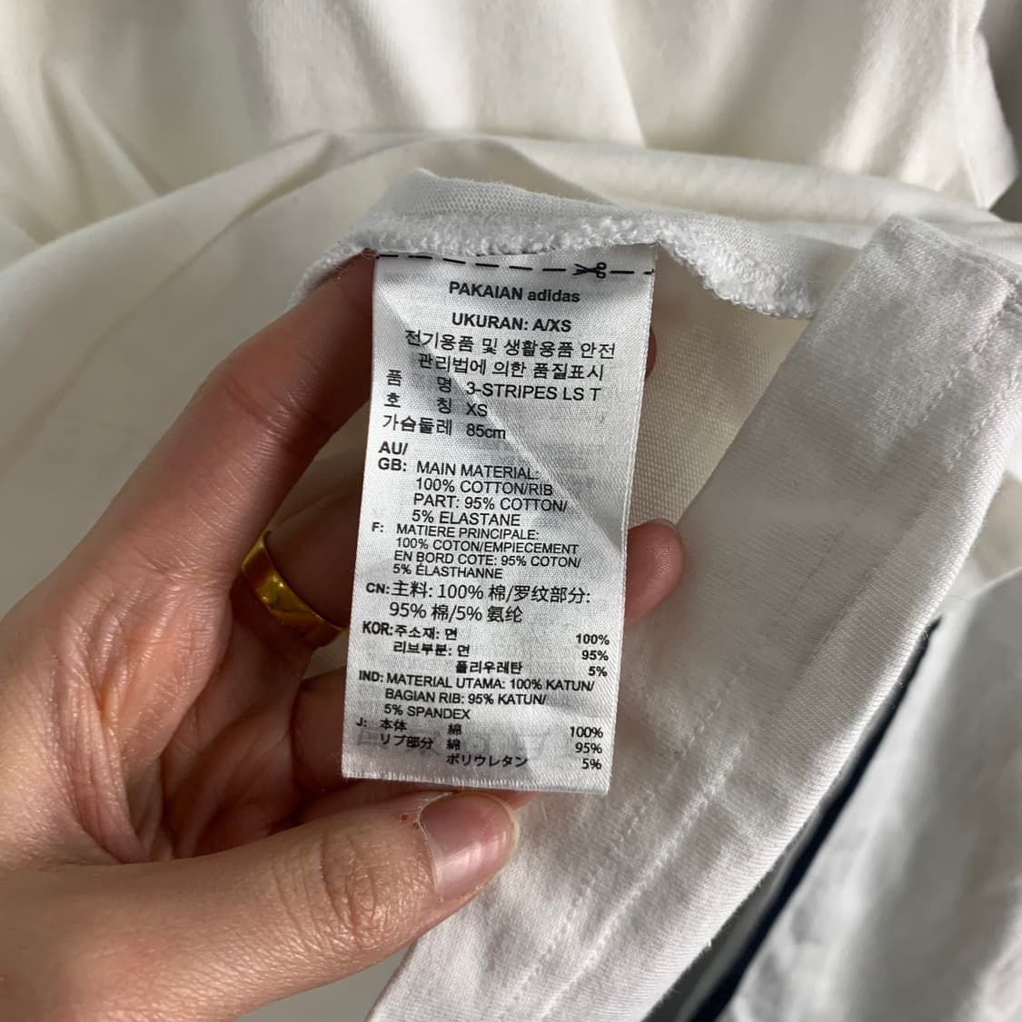 아디다스 화이트 사이드라인 롱슬리브 긴팔티 상품이미지4