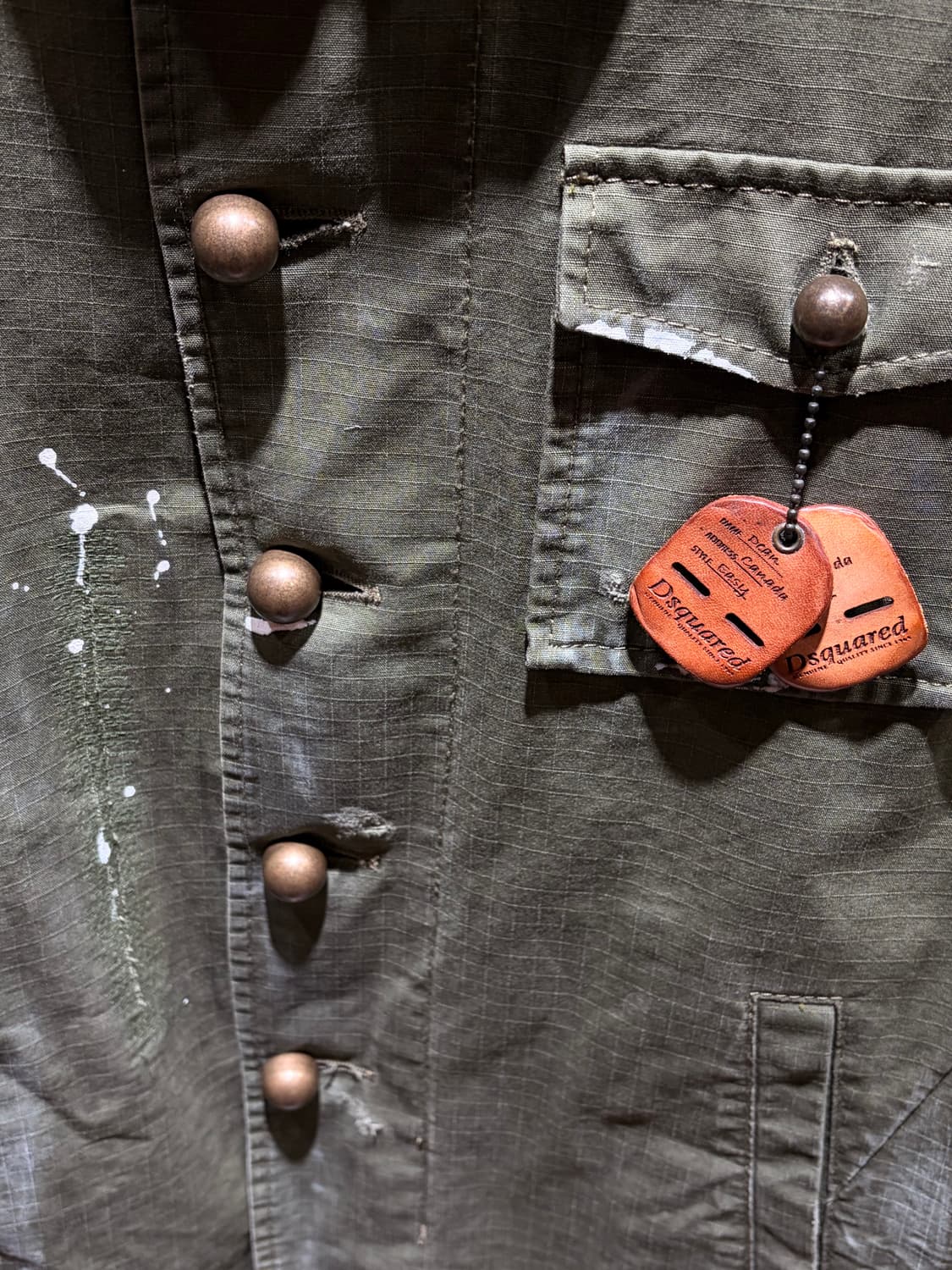 50 DSQUARED 디스퀘어드2 페인팅 써클버튼 카키 야상 자켓 상품이미지7