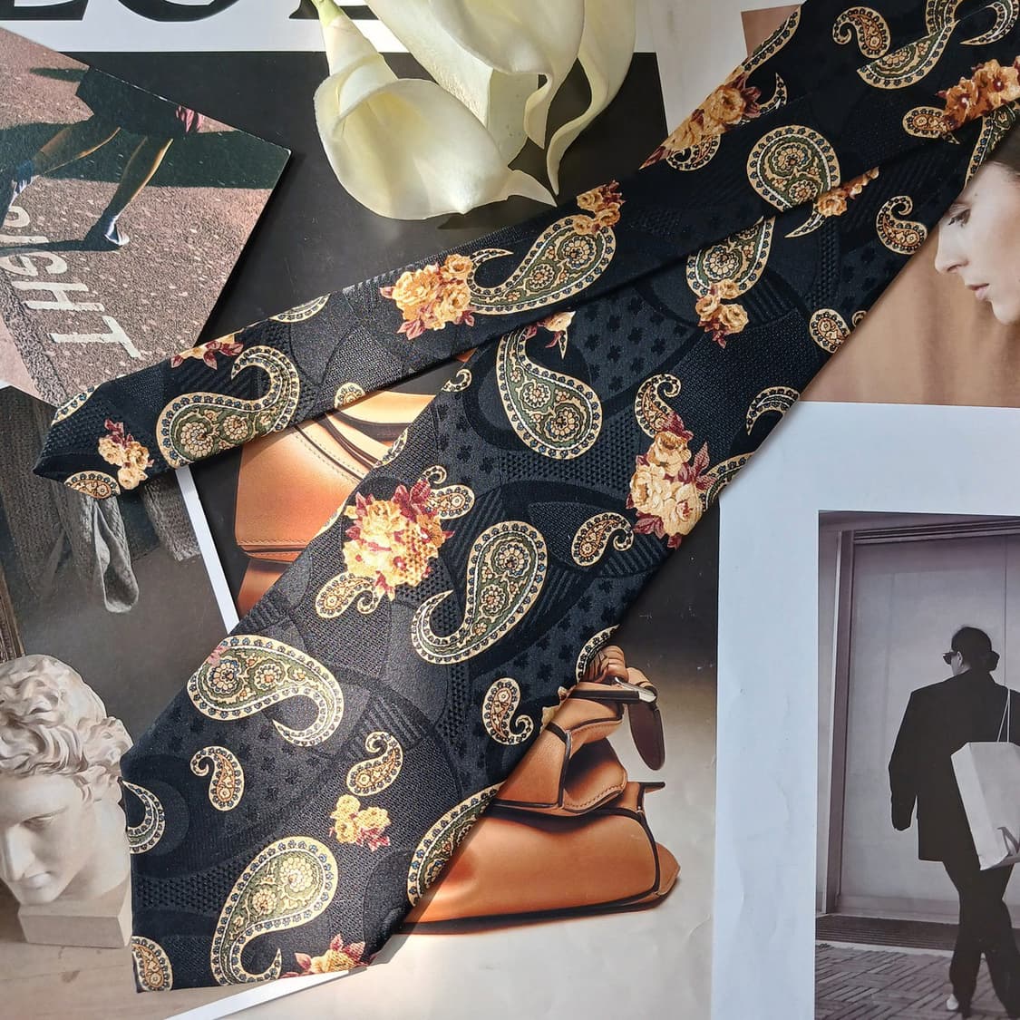 니나리치 실크 페이즐리 플라워 넥타이 10cm A+등급 A19836 상품이미지5