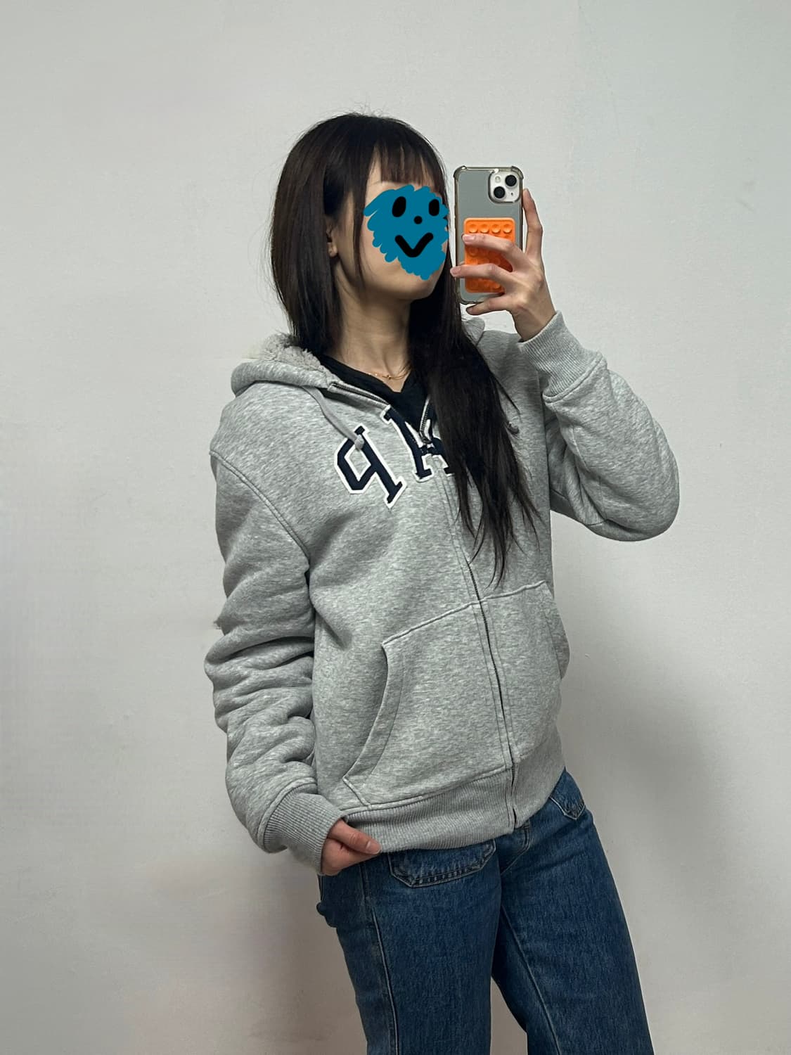 갭 자수로고 울프죠 후드집업 그레이 상품이미지2