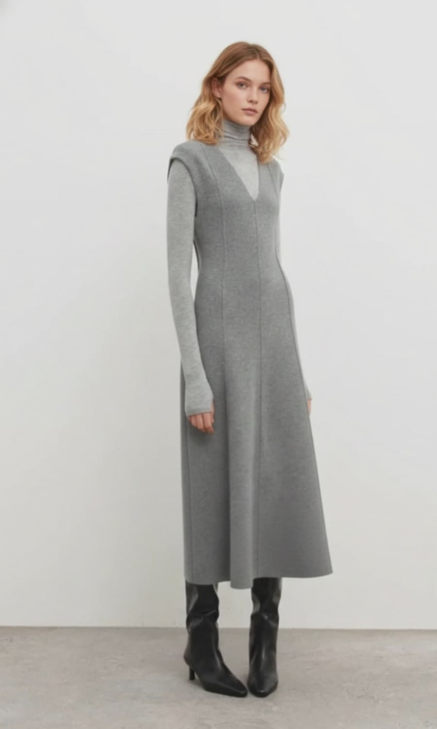 마시모두띠 스티치 디테일 플레어 롱원피스 M사이즈 상품이미지3