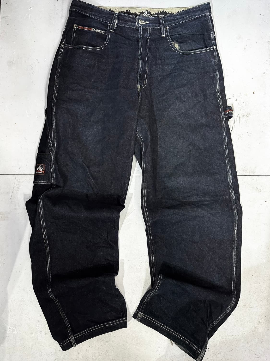 90s 빈티지 진청 힙합 올드스쿨 대대장 와이드 카펜터 데님 청바지 36 상품이미지4