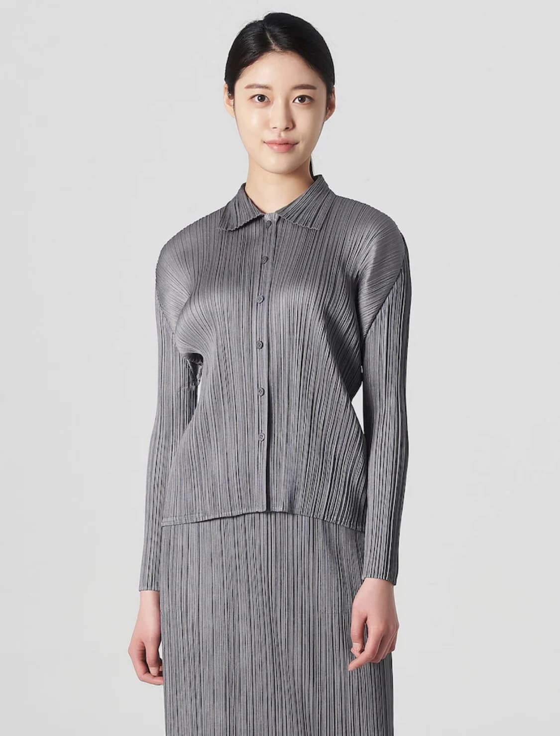 플리츠플리즈 베이직 셔츠 그레이 5 상품이미지2