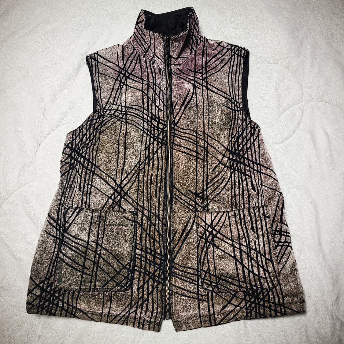 '90s Elegance Abstract Grid Full Zip Ves 상품이미지1