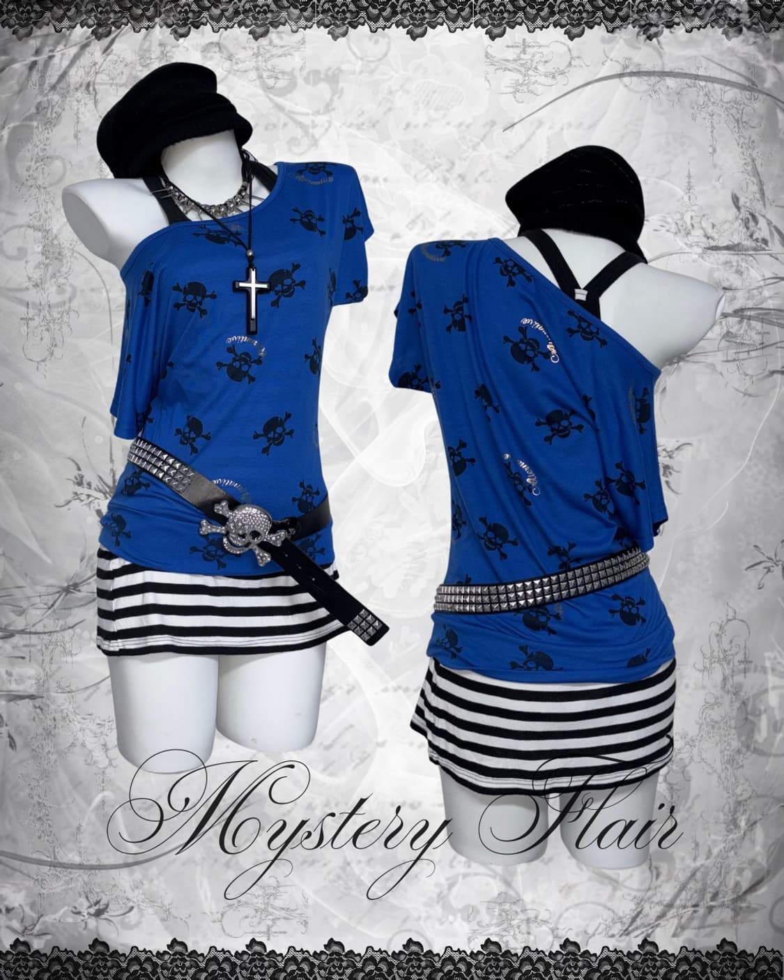 00s 세실맥비 해골 갸루 반팔 & 스트라이프 나시 상품이미지2