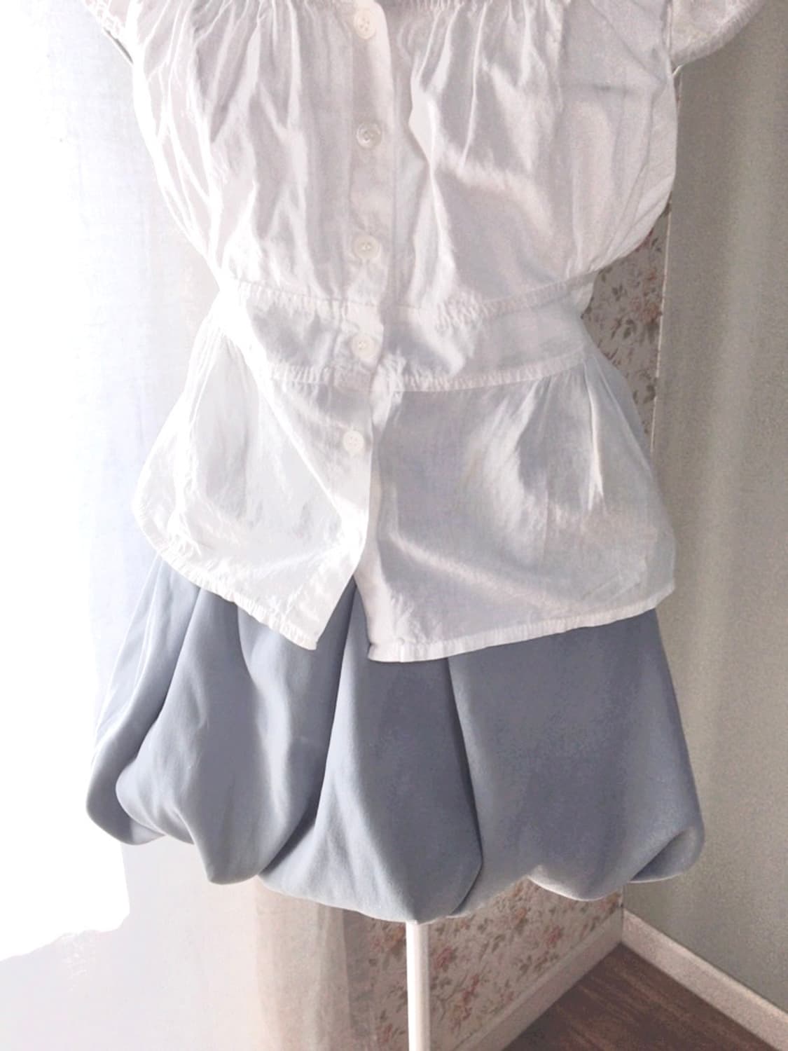 벌룬 밴딩 스커트 sky blue 상품이미지1