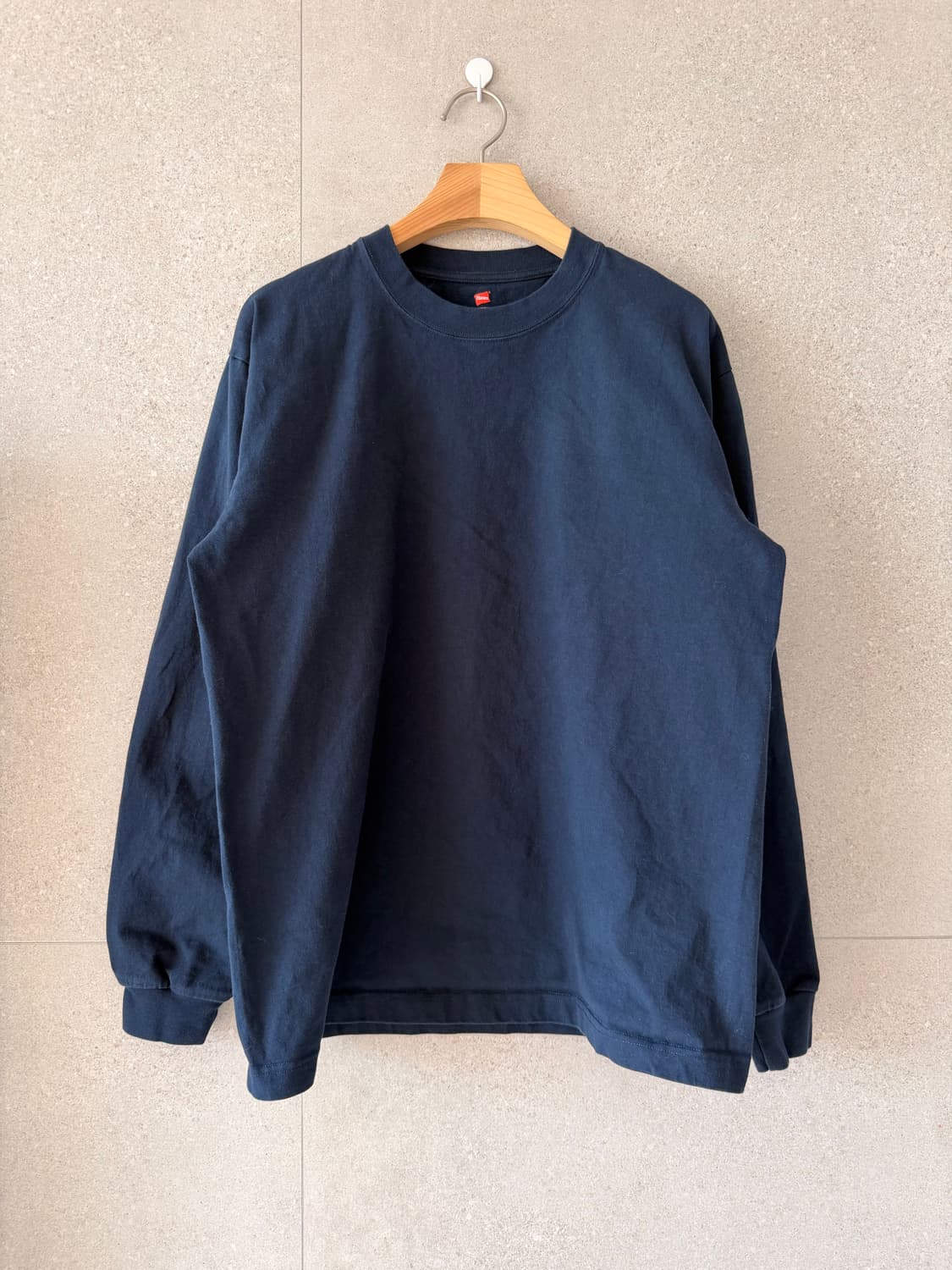 하네스 남성 긴팔 기본 티셔츠 네이비 L 크루넥 롱슬리브 상품이미지1