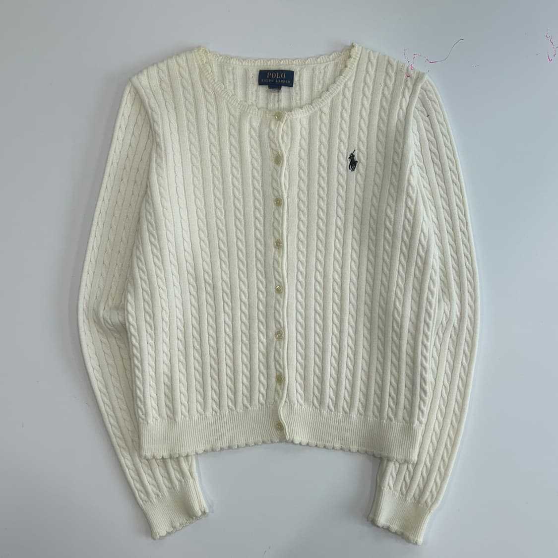 Polo 폴로 블랙포니 프릴넥 아이보리 케이블 가디건 상품이미지3