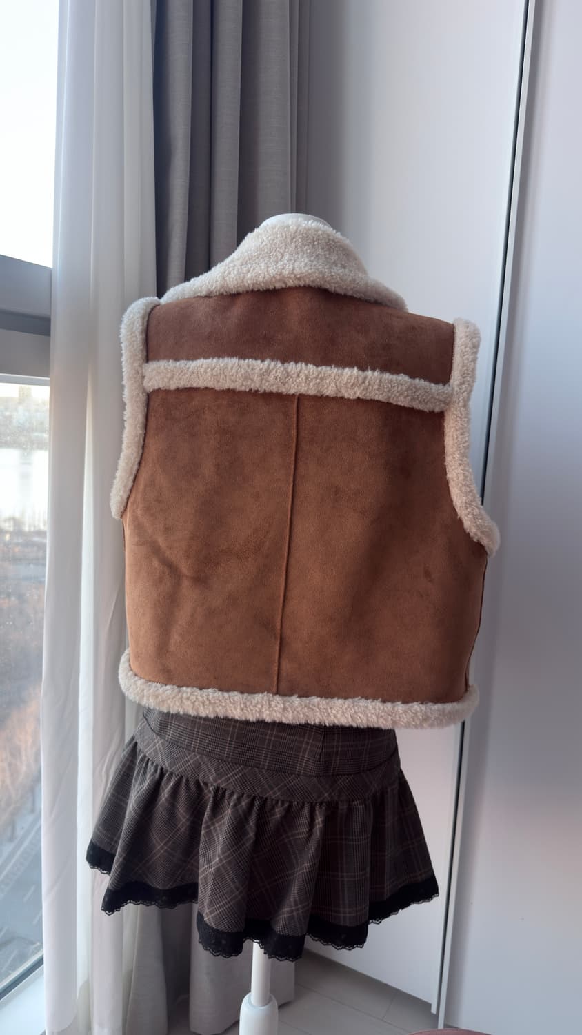 모에/도토리장수 양털 조끼무스탕 브라운 상품이미지8