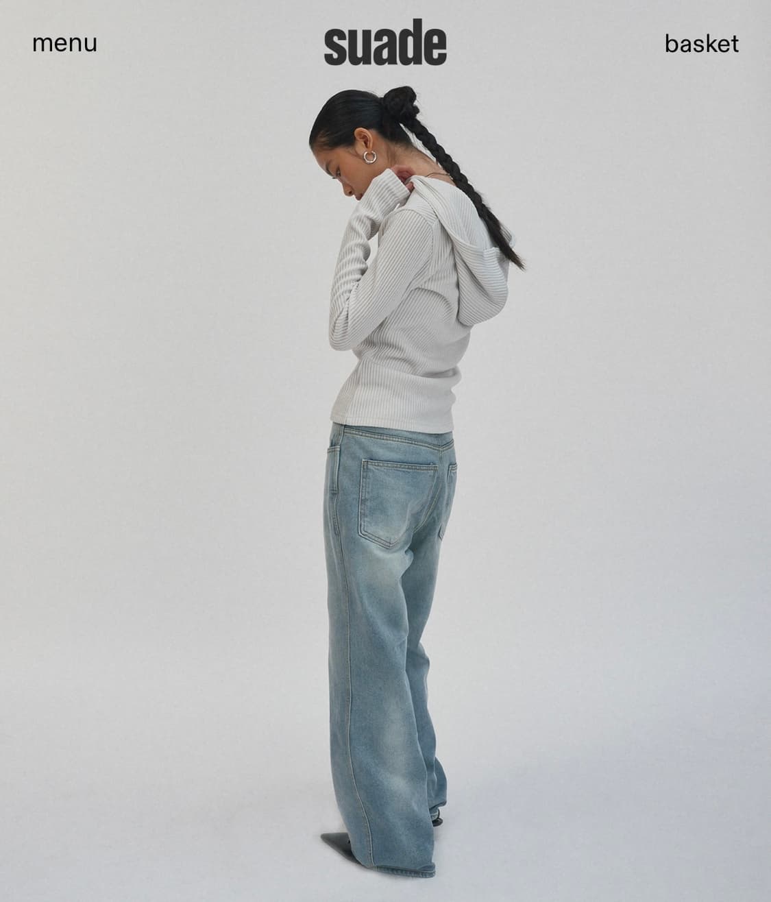 새상품) 스웨이드 HOODED RIB ZIP UP [LIGHT GRAY] 상품이미지4