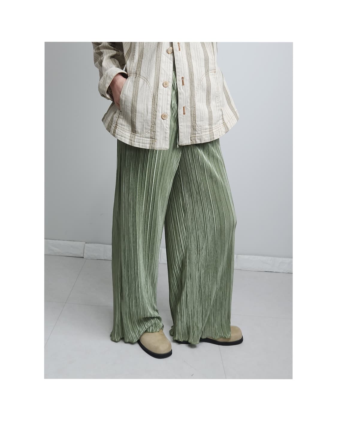 (GU)골지 글로시 롱 팬츠 상품이미지1