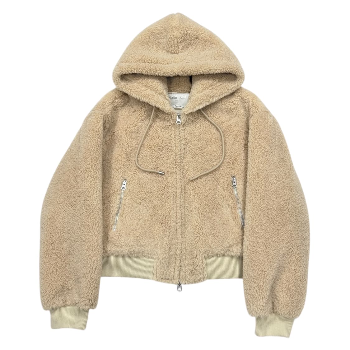 마뗑킴 로고 포인트 플리스 후드 점퍼 자켓 베이지 S 상품이미지2