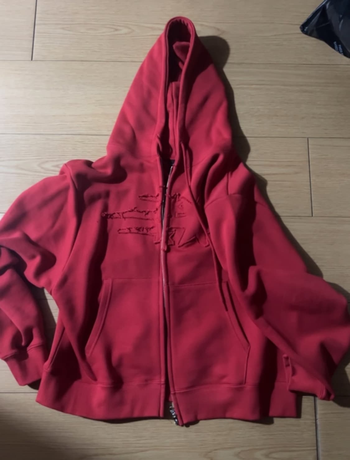 niceghostclub logo hoodies zip up red 상품이미지1