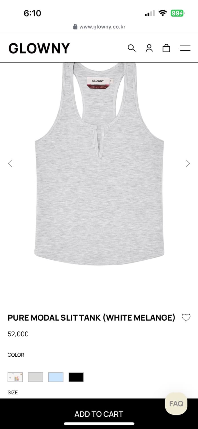 글로니 퓨어 모달 슬립 탱크 나시 화이트멜란지 m 새거팝니다 상품이미지5