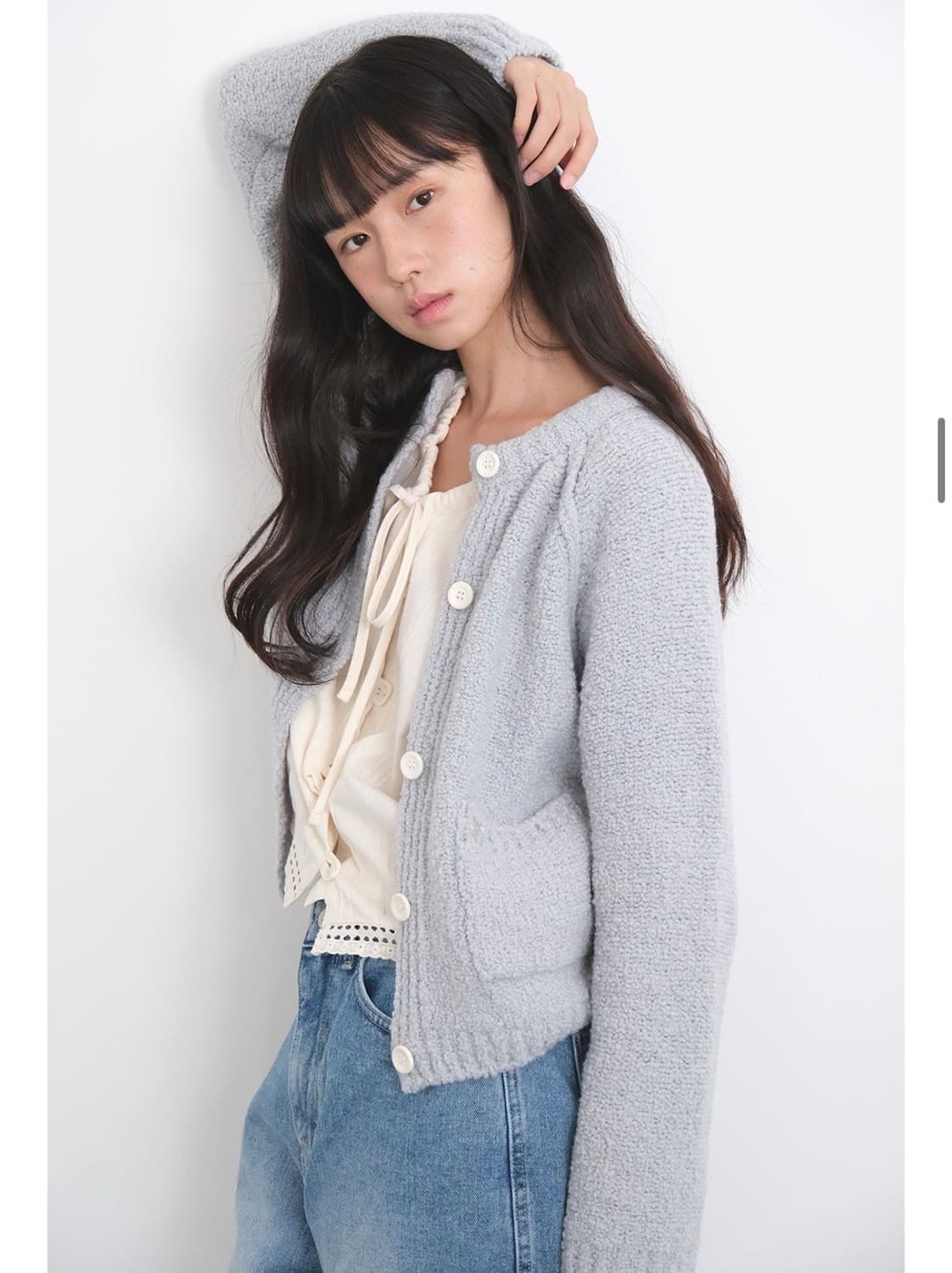 모의 가디건 블루 상품이미지3