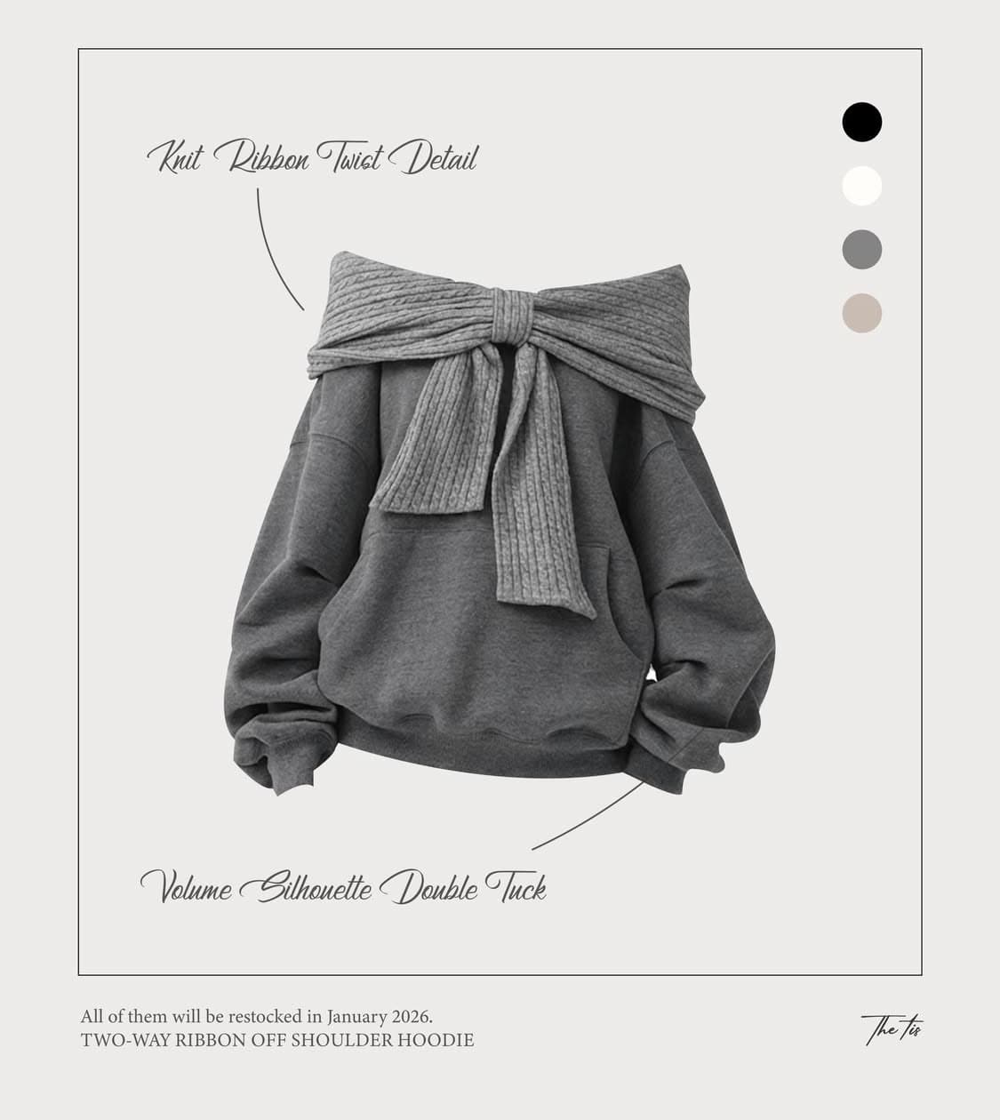 (새상품) 더티스 리본 오프숄더 후디 상품이미지1