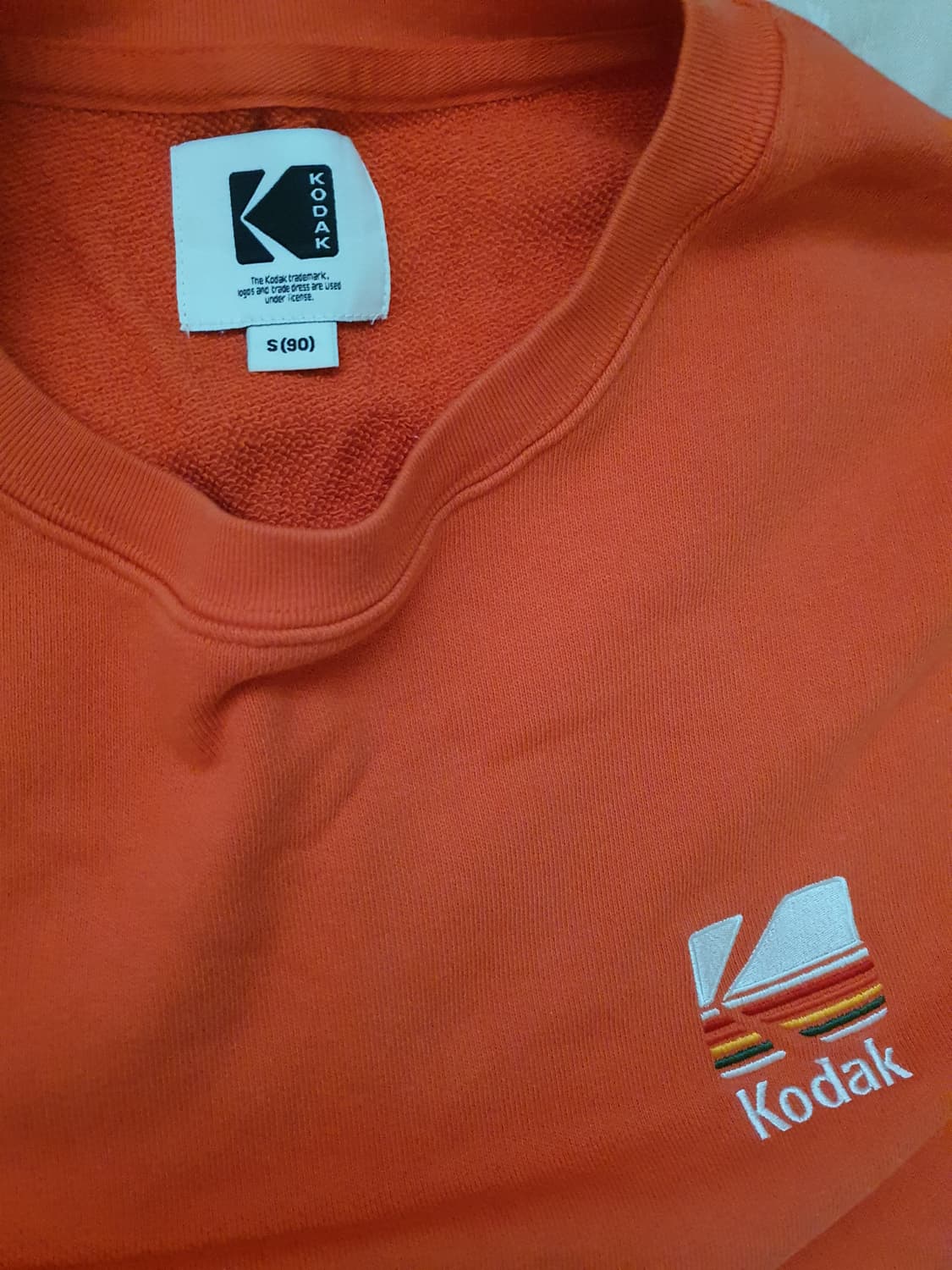 코닥 Kodak 레인보우 자수 로고 맨투맨 스웻셔츠 오렌지 S (새제품) 상품이미지3