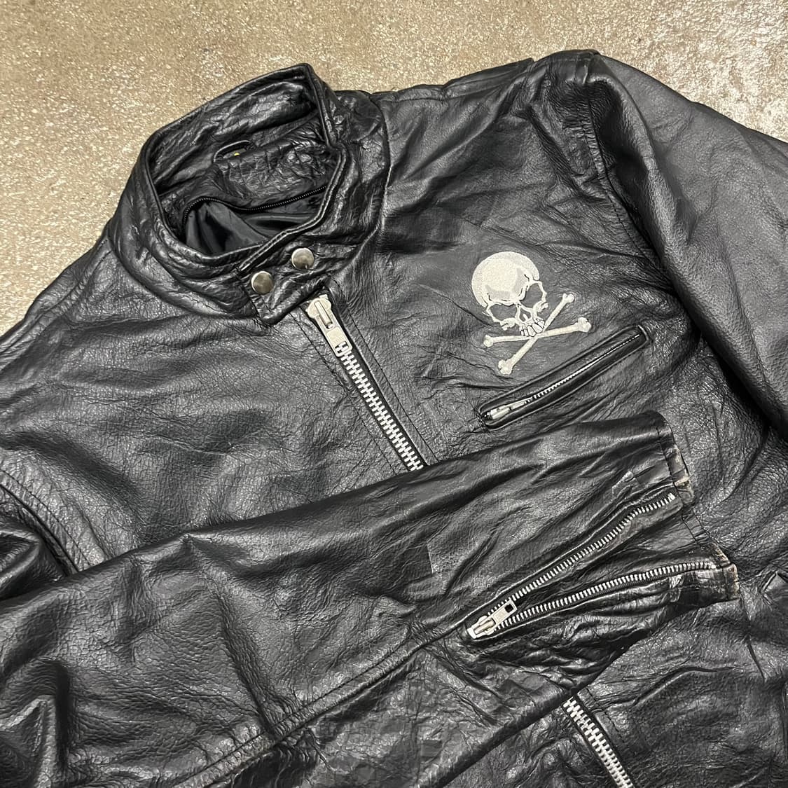 90s 핫레더 스컬 싱글 라이더 자켓 (105) 상품이미지5