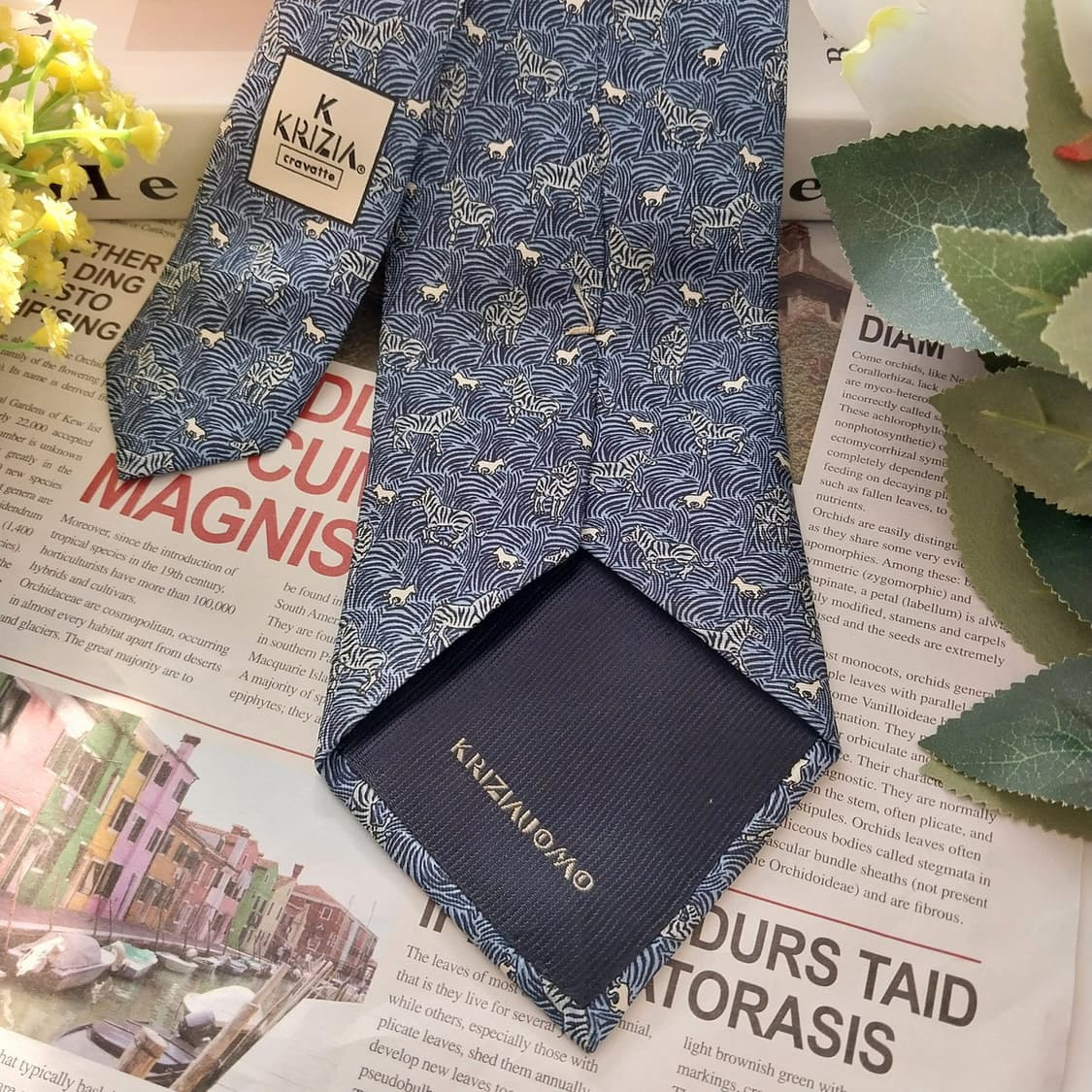 크리지아 실크 블루 얼룩말 패턴 넥타이 9.4cm A+등급 K1328
 상품이미지6