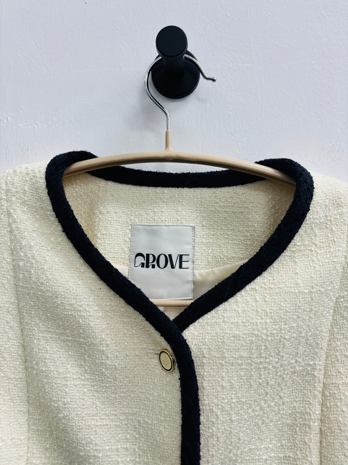 그로브(GROVE) 콘트라스트 배색 트위드 크롭 자켓 상품이미지2