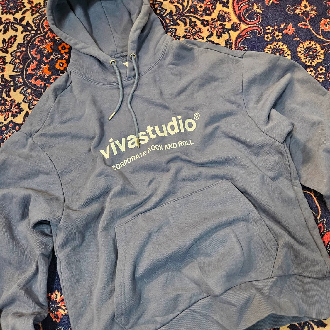 비바스튜디오 시그니쳐 로고 빈티지 블루 후드티셔츠 XL 상품이미지2