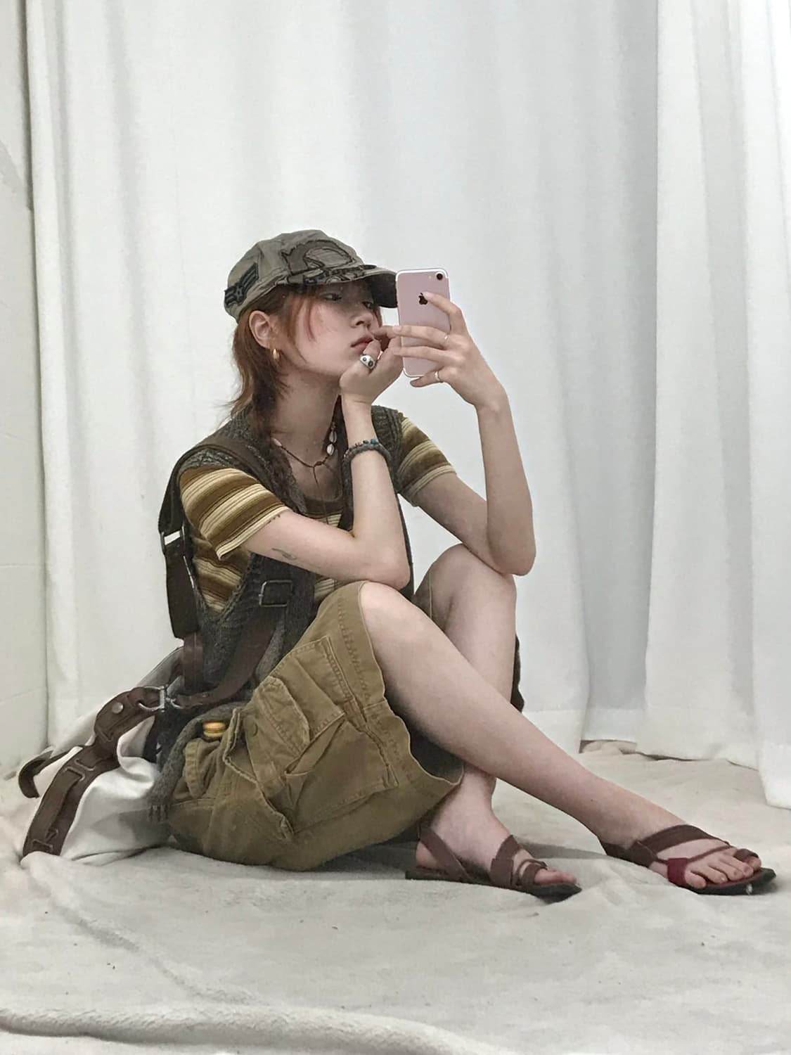 🧳 빈티지 카키 브라운 히피 스트릿 코디 세트 상품이미지4