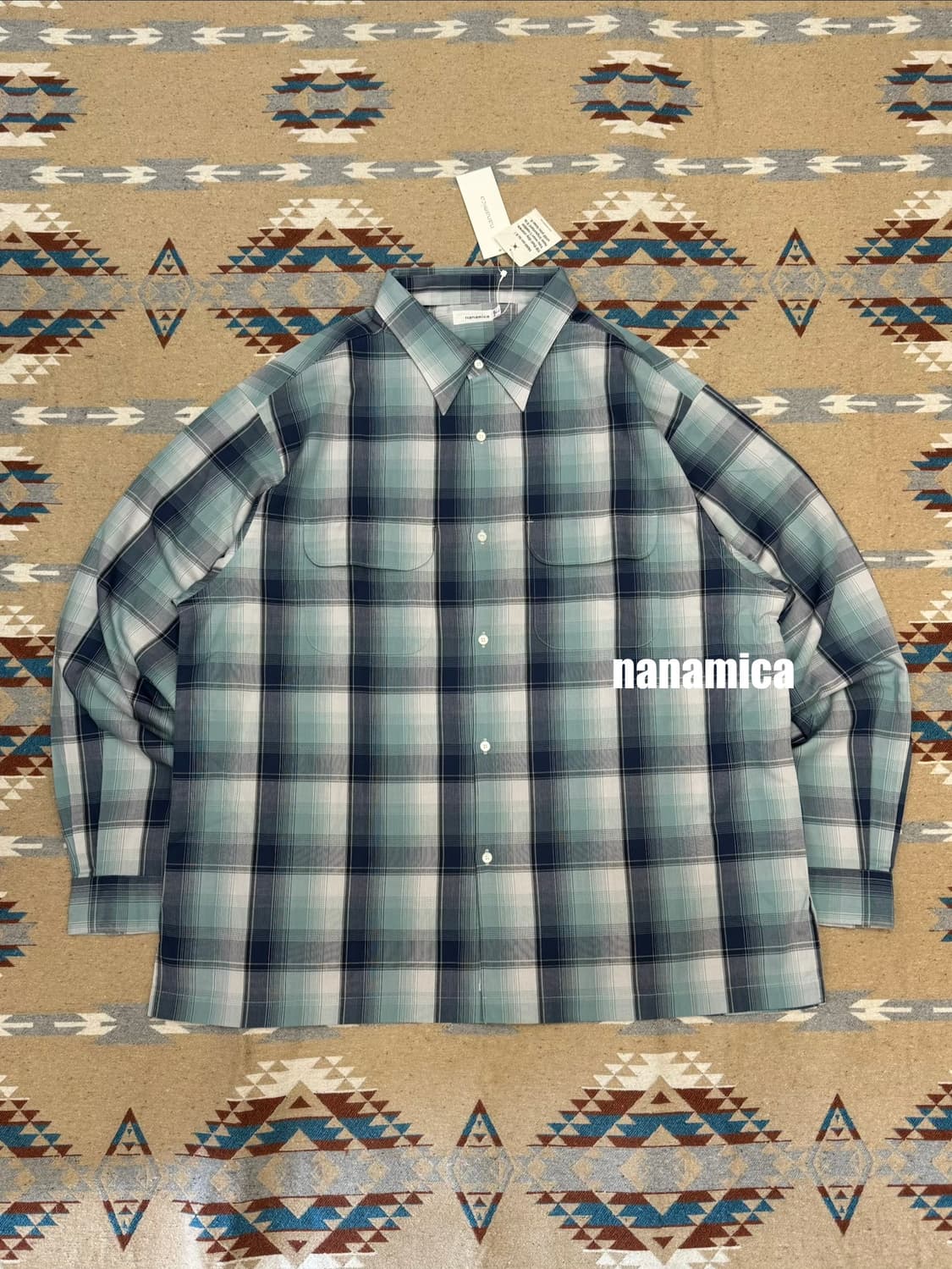 [XL][110] 나나미카 레귤러 카라 PK 셔츠 네이비x민트 상품이미지1