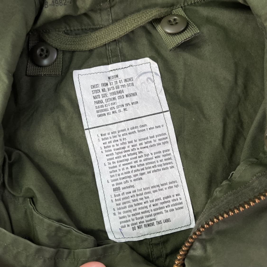 100 미군 오리지날 피쉬테일 개파카 m65 상품이미지2