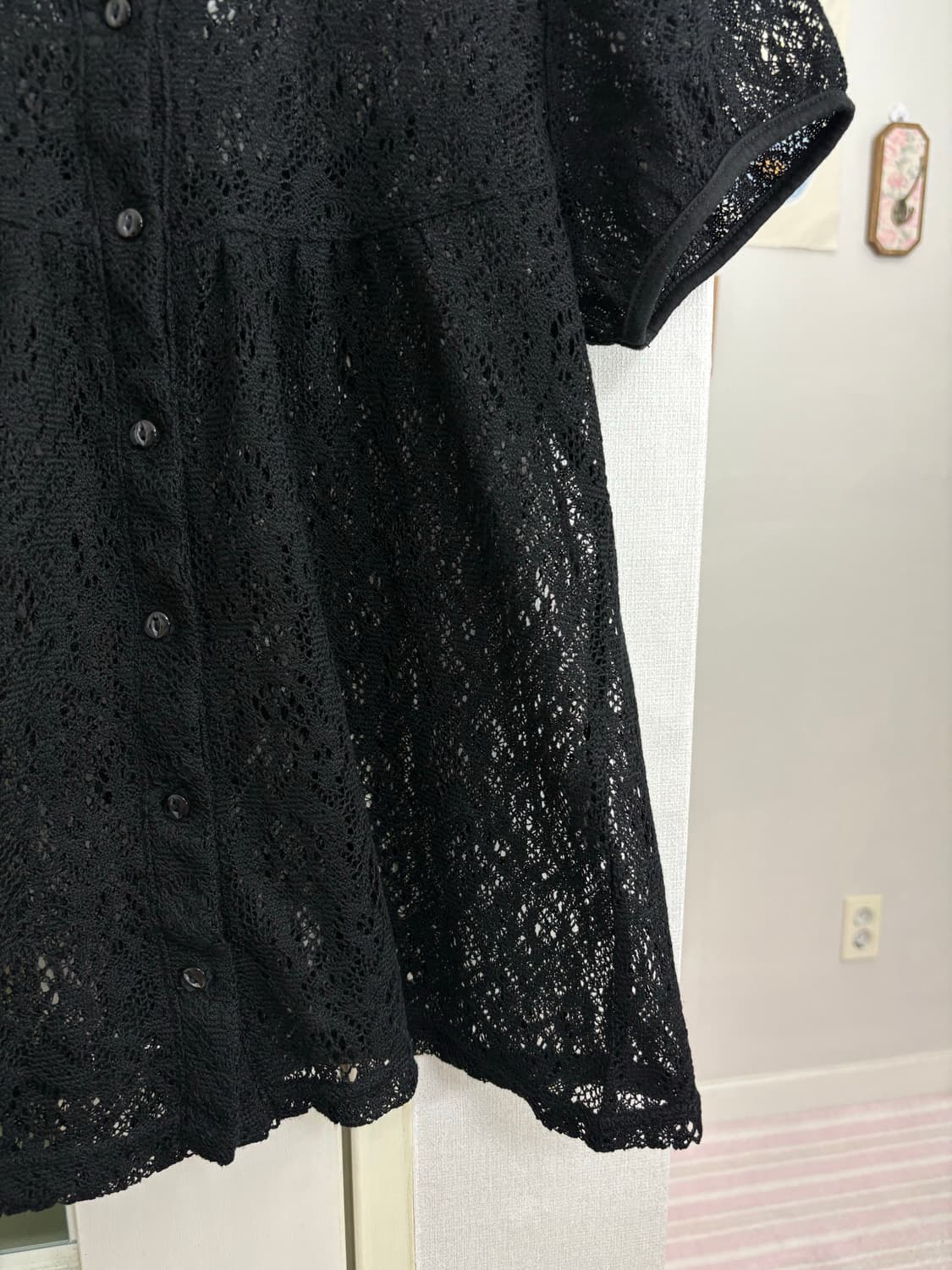 블랙 레이스 니트 가디건 상품이미지5