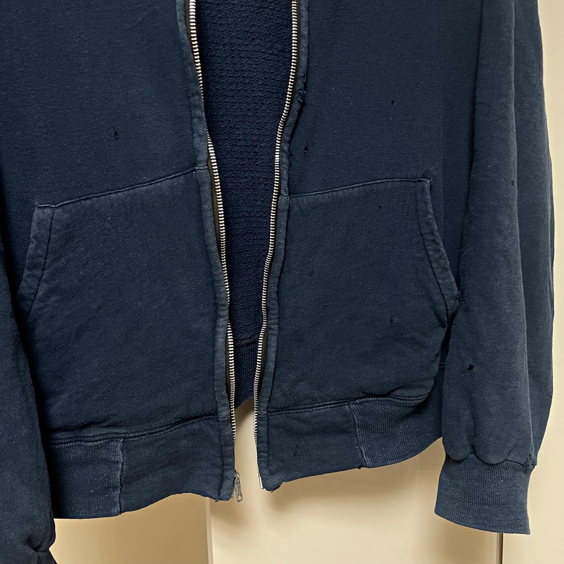 50s Thermal Waffle 후드집업 네이비 블루 상품이미지4