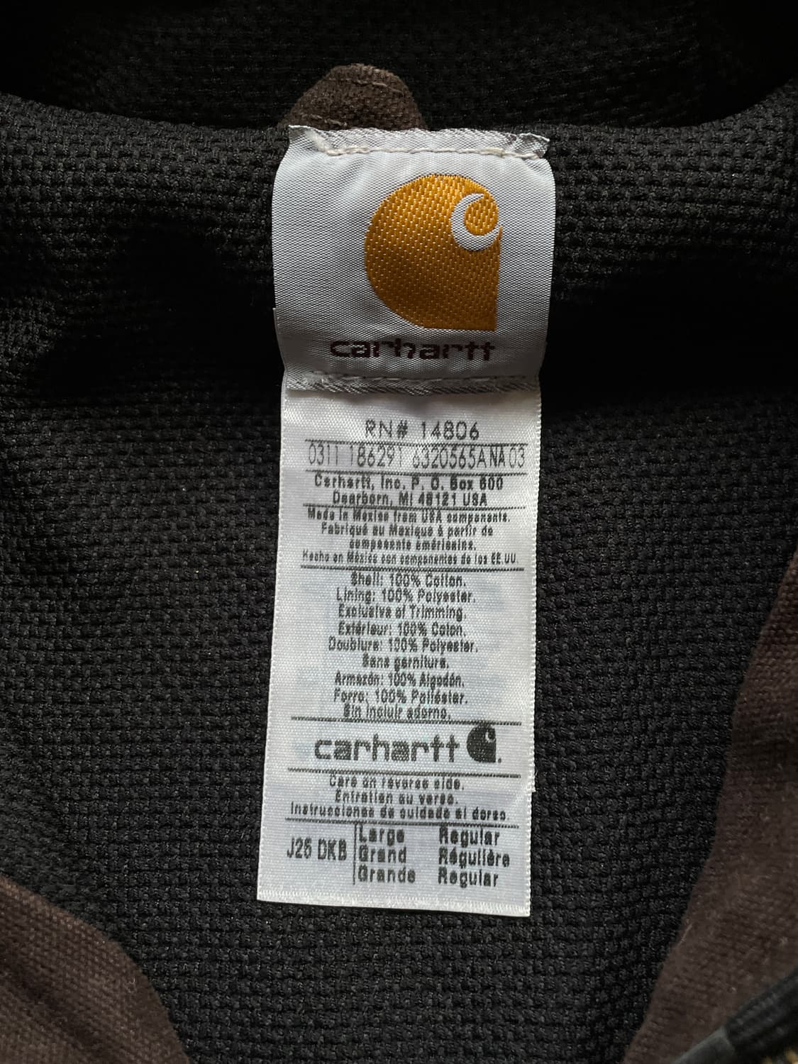 칼하트 J25 DKB 다크브라운 액티브 자켓 상품이미지3