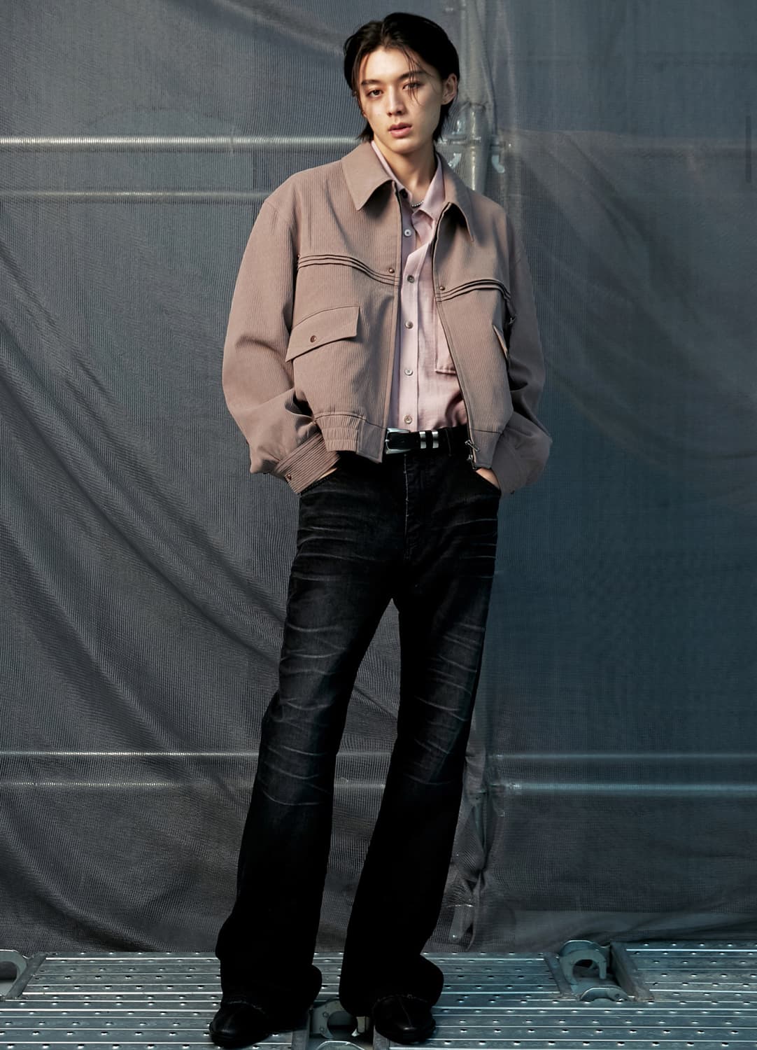 엘무드 슬래시 플레어 데님 워시드 블랙 상품이미지3