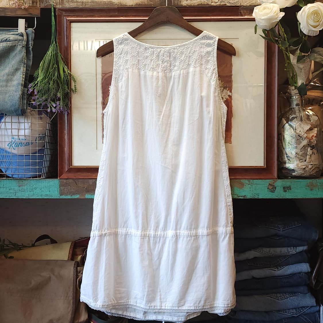 90s 빈티지 블라우스 화이트 프첸치 레이스 원피스 모리걸 42 상품이미지2