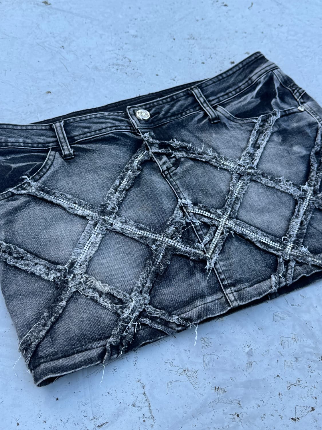 “Jm Glitter Cross Mini Denim Skirt“ 상품이미지3