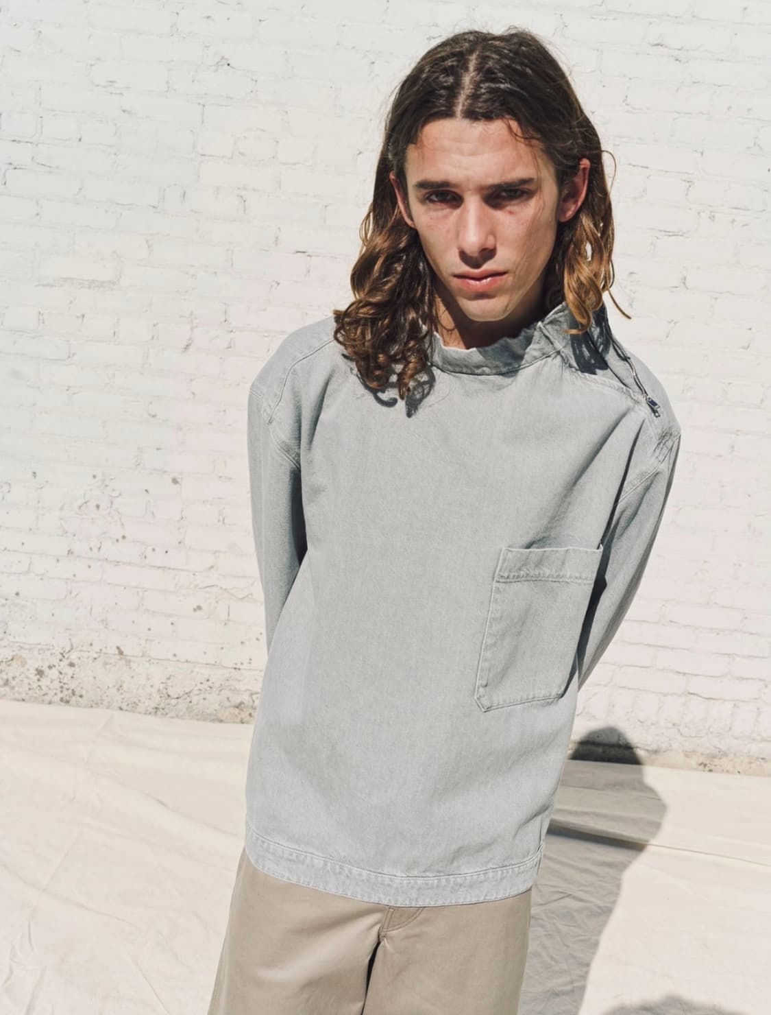 르메르 지퍼 데님 셔츠 탑 스카이블루 / S 상품이미지2