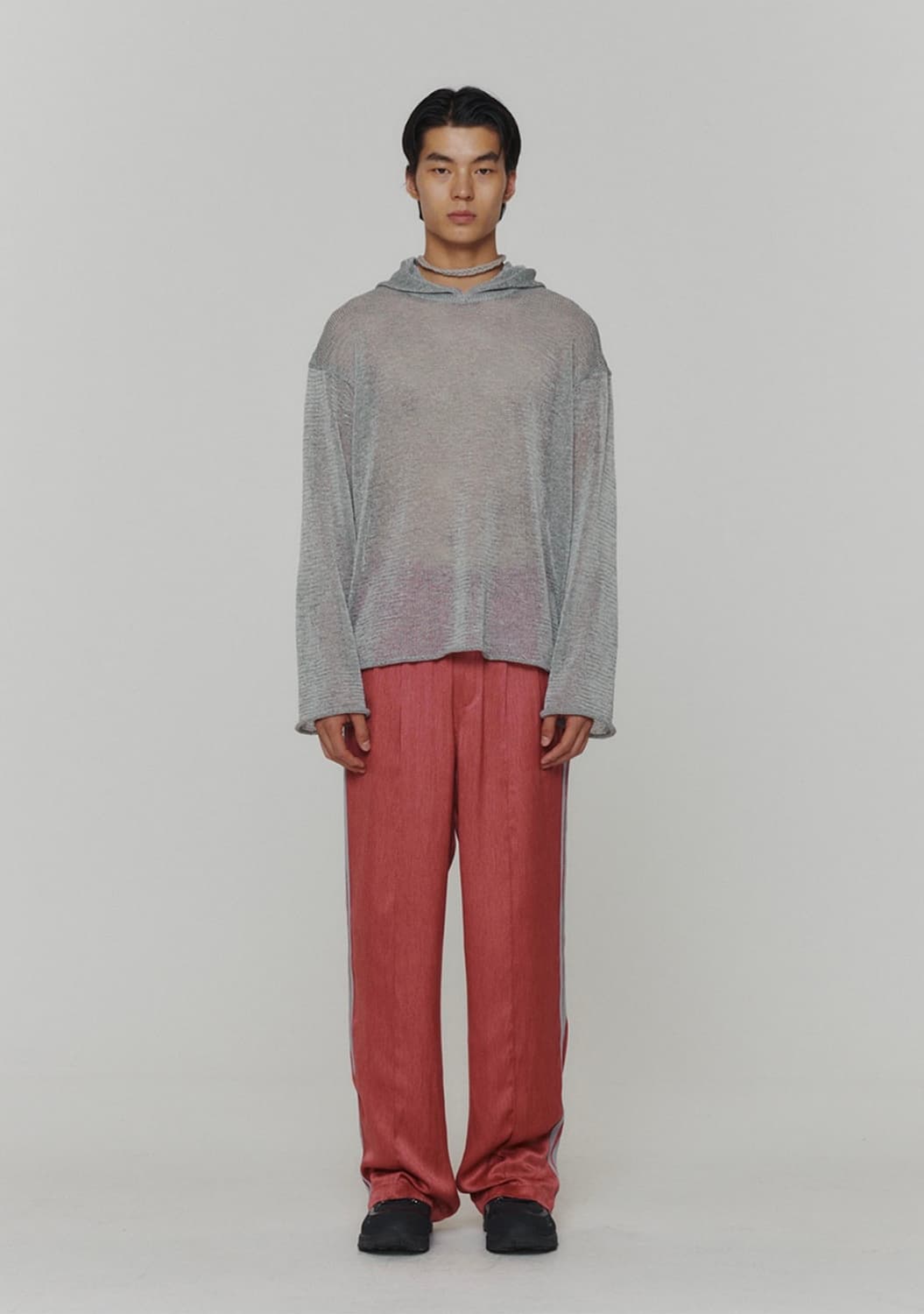 아모멘토 스트레이트 턱 밴딩 팬츠 레드 상품이미지2