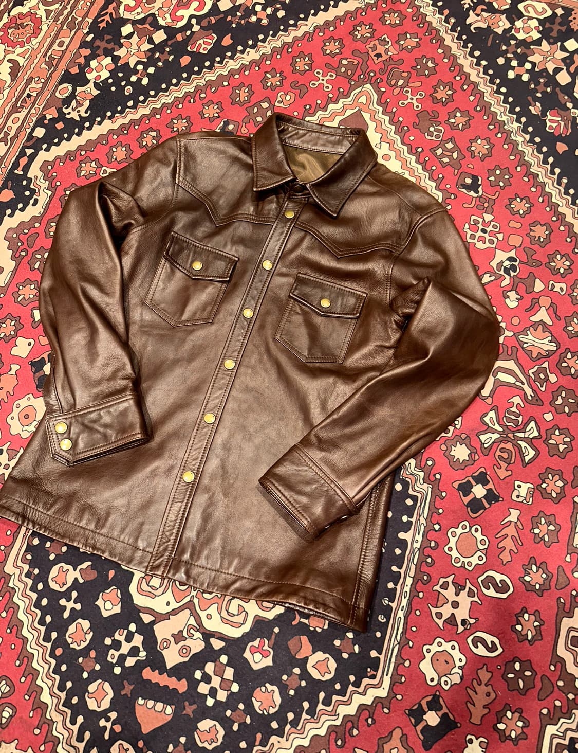 ( M-L ) 가죽셔츠 가죽남방 아메카지 워크웨어 가죽자켓 양가죽자켓 상품이미지2