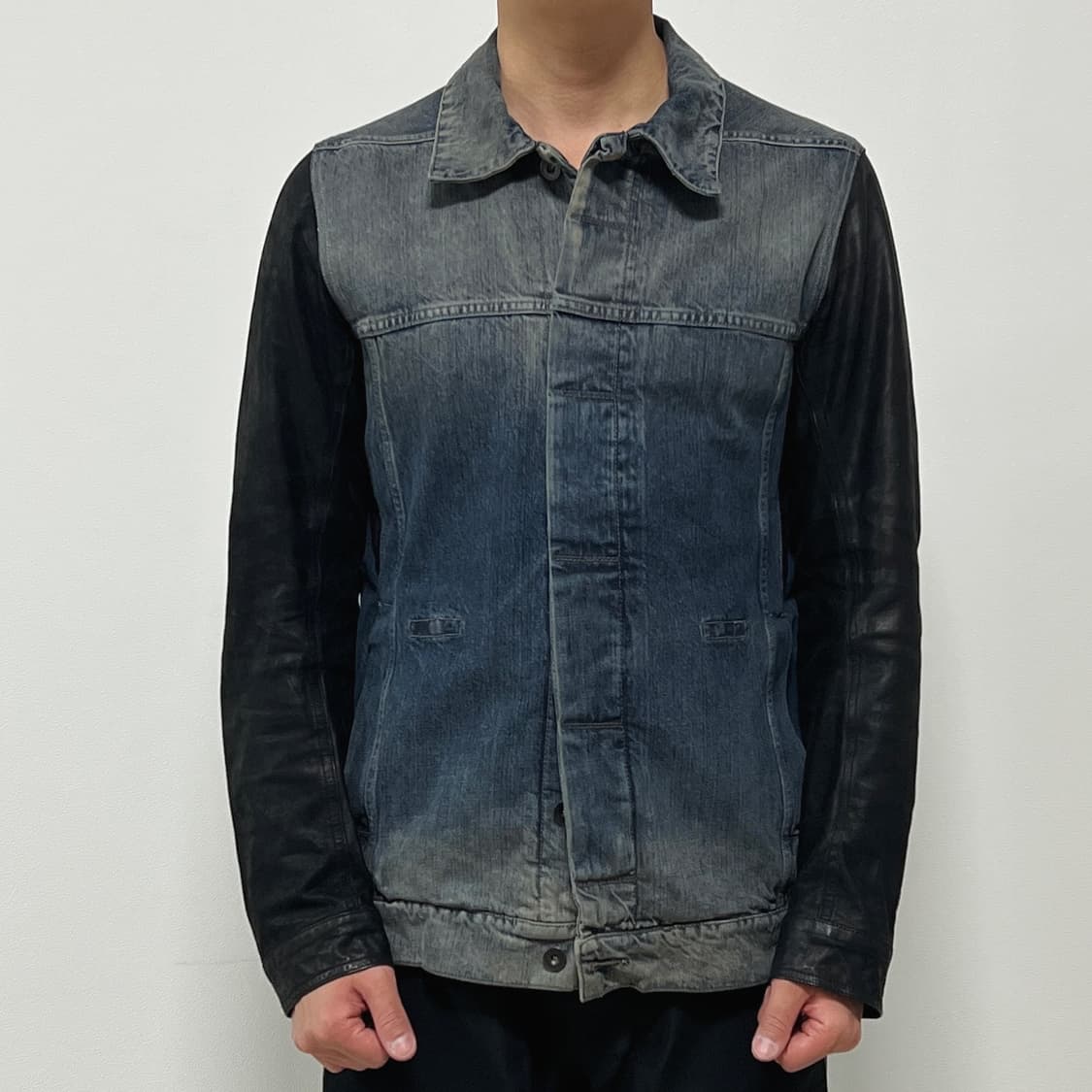 릭오웬스 14SS 다크쉐도우 팔가죽 데님 자켓 허슬러 블루 상품이미지1