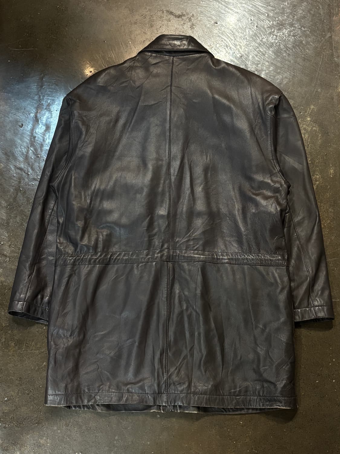 90s japan vintage 양가죽 레더 하프코트 상품이미지2