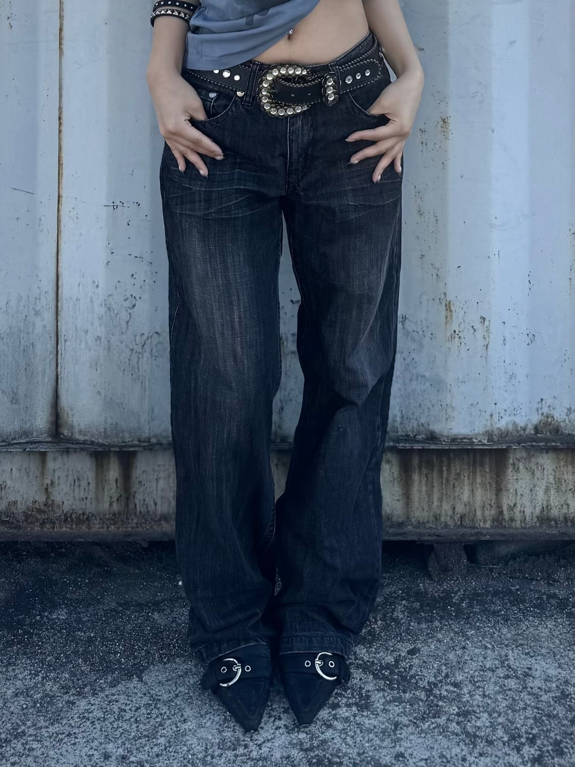 Wide straight denim pants 상품이미지1